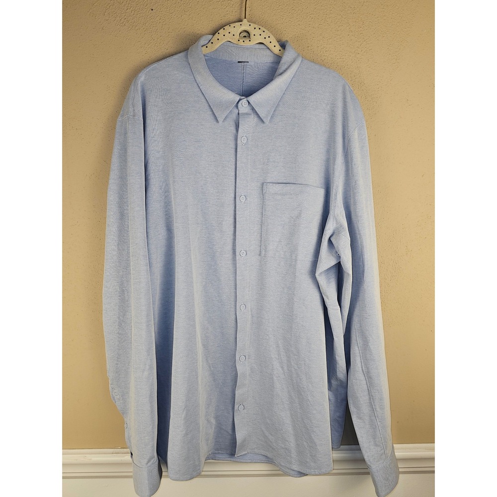 Lululemon Mens Harbor Blue Commission Long Sleeve Button Down Shirt XXL